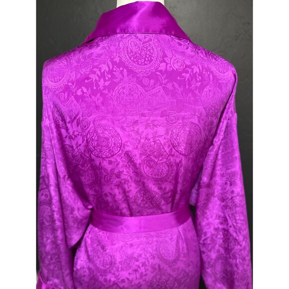 Victoria’s Secret Gold Label Purple Satin Jacquard Long Robe - Women’s Size M/L - Picture 6 of 10